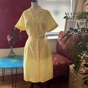 1950s Yellow Classic Shirt Dress